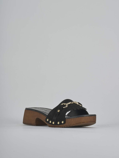 Ciabatte tacco 3cm camoscio nero