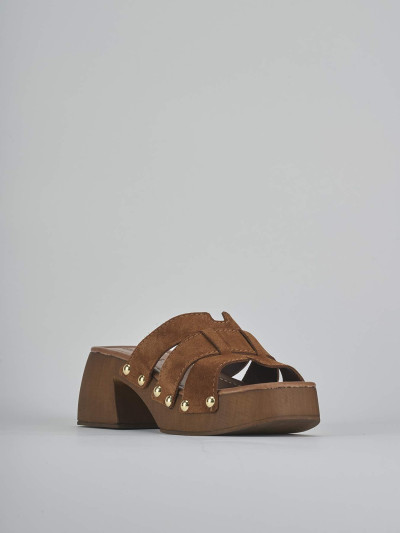 Ciabatte tacco 6cm camoscio marrone