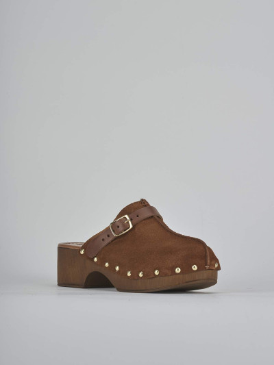 Sabot tacco 4cm camoscio marrone