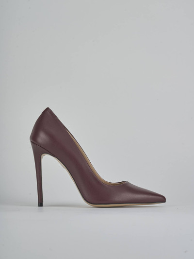 Zapatos de salón tacón 10 cm burdeos cuero