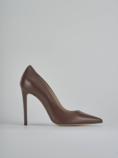 Zapatos de salón tacón 10 cm marrón oscuro cuero