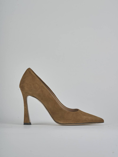Zapatos de salón tacón 9 cm marrón ante