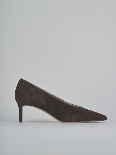 Zapatos de salón tacón 5 cm marrón oscuro ante