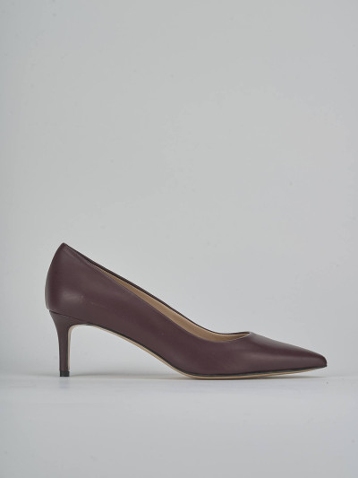 Zapatos de salón tacón 5 cm burdeos cuero