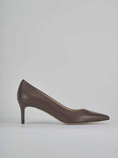 Zapatos de salón tacón 5 cm marrón oscuro cuero