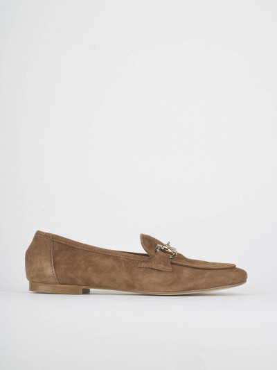 Mocassini tacco 1cm camoscio marrone