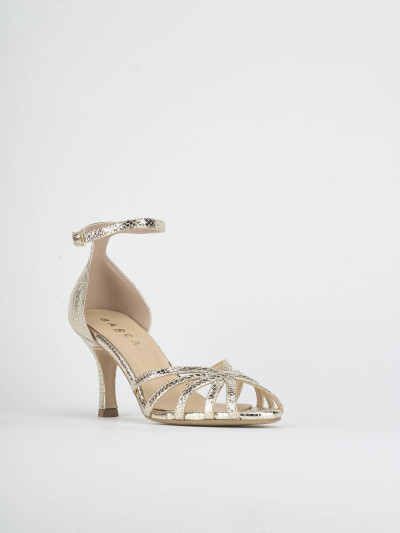 Sandali tacco 7cm pitone oro