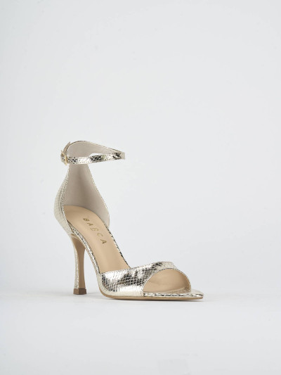 Sandali tacco 9cm pitone oro