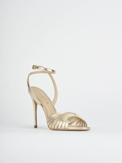 Sandali tacco 8cm laminato oro