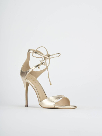 Sandali tacco 10cm laminato oro