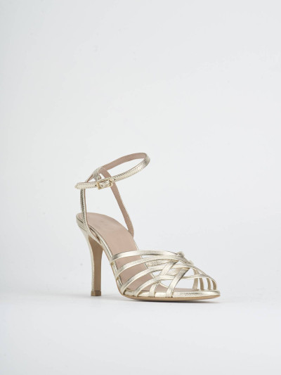 Sandali tacco 9cm pelle oro