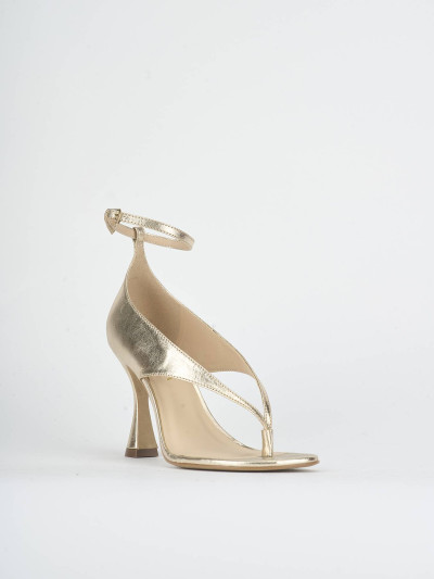 Sandali tacco 9cm laminato oro