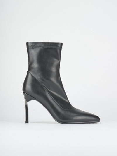 Stivaletti tacco 10cm pelle sostenibile nero