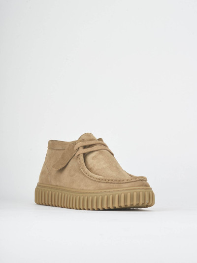 Sneakers tacco 2cm camoscio marrone