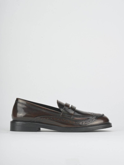 Mocassini tacco 2cm pelle marrone