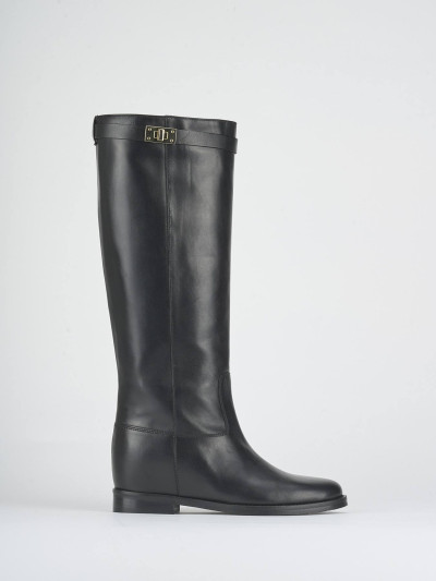 Stivali tacco 2cm pelle nero