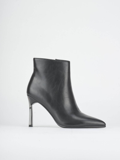 Stivaletti tacco 9cm pelle sostenibile nero