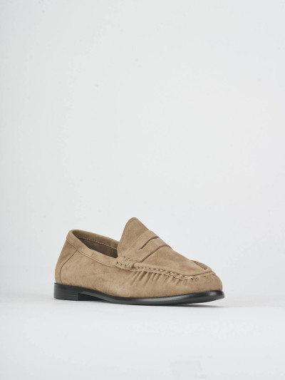 Mocassini tacco 1cm camoscio beige