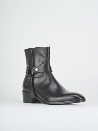 Stivaletti tacco 4cm pelle nero