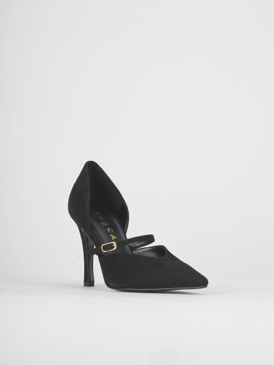 Décolleté tacco 7cm camoscio nero