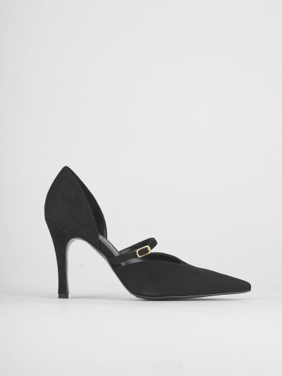 Décolleté tacco 7cm camoscio nero