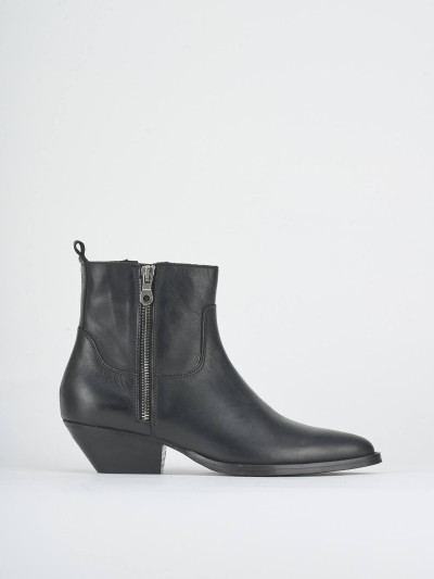 Stivaletti tacco 5cm pelle nero