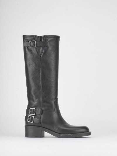 Stivali tacco 3cm pelle nero