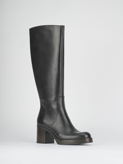 Stivali tacco 6cm pelle nero