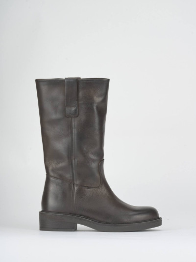 Low heel boots heel 4 cm dark brown leather