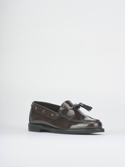 Loafers heel 1 cm dark brown leather