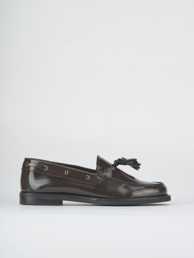 Loafers heel 1 cm dark brown leather