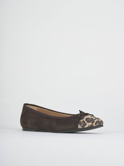 Flat shoes heel 1 cm dark brown suede