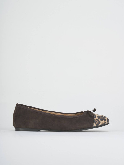 Flat shoes heel 1 cm dark brown suede