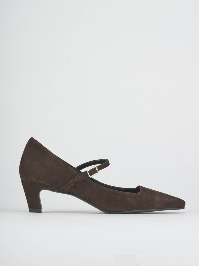Zapatos de sal&oacute;n tac&oacute;n 5 cm marr&oacute;n oscuro ante