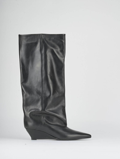 Stivali tacco 5cm pelle nero