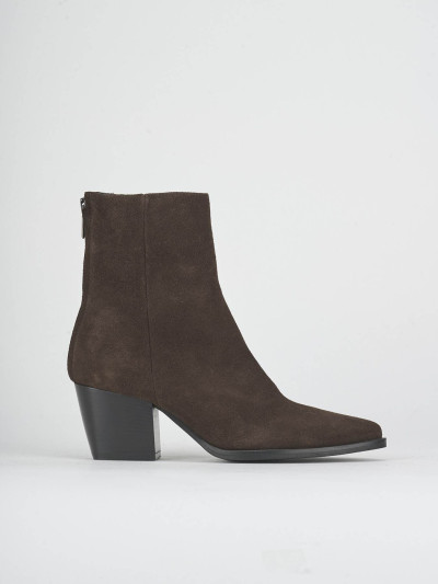 Botines de tac&oacute;n alto tac&oacute;n 6 cm marr&oacute;n oscuro ante