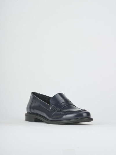 Mocassini tacco 1cm pelle blu