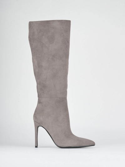 Stivali tacco 10cm camoscio grigio