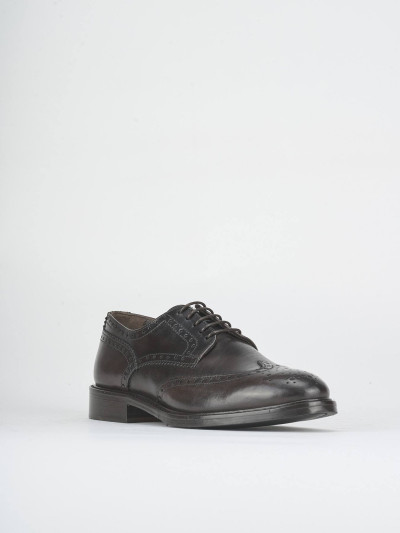 Lace-up shoes heel 2 cm dark brown leather
