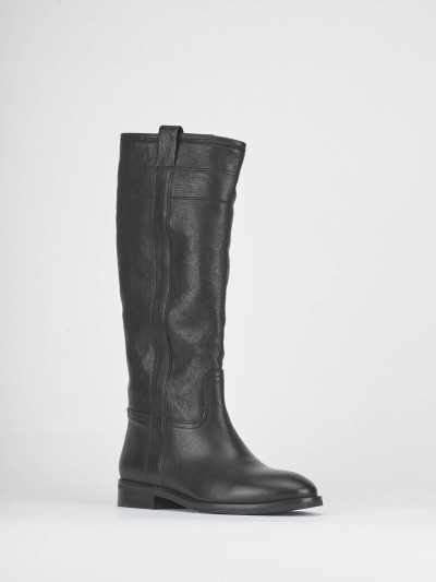 Stivali tacco 2cm pelle nero
