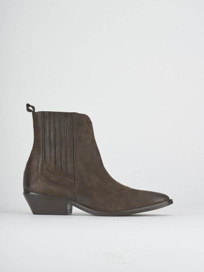 Low heel ankle boots heel 3 cm dark brown suede
