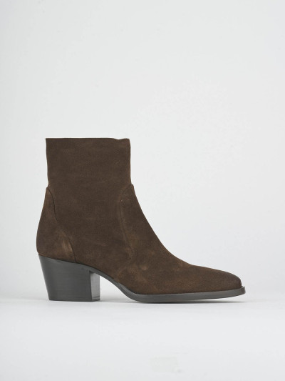 High heel ankle boots heel 6 cm brown suede