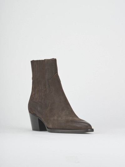High heel ankle boots heel 6 cm dark brown suede