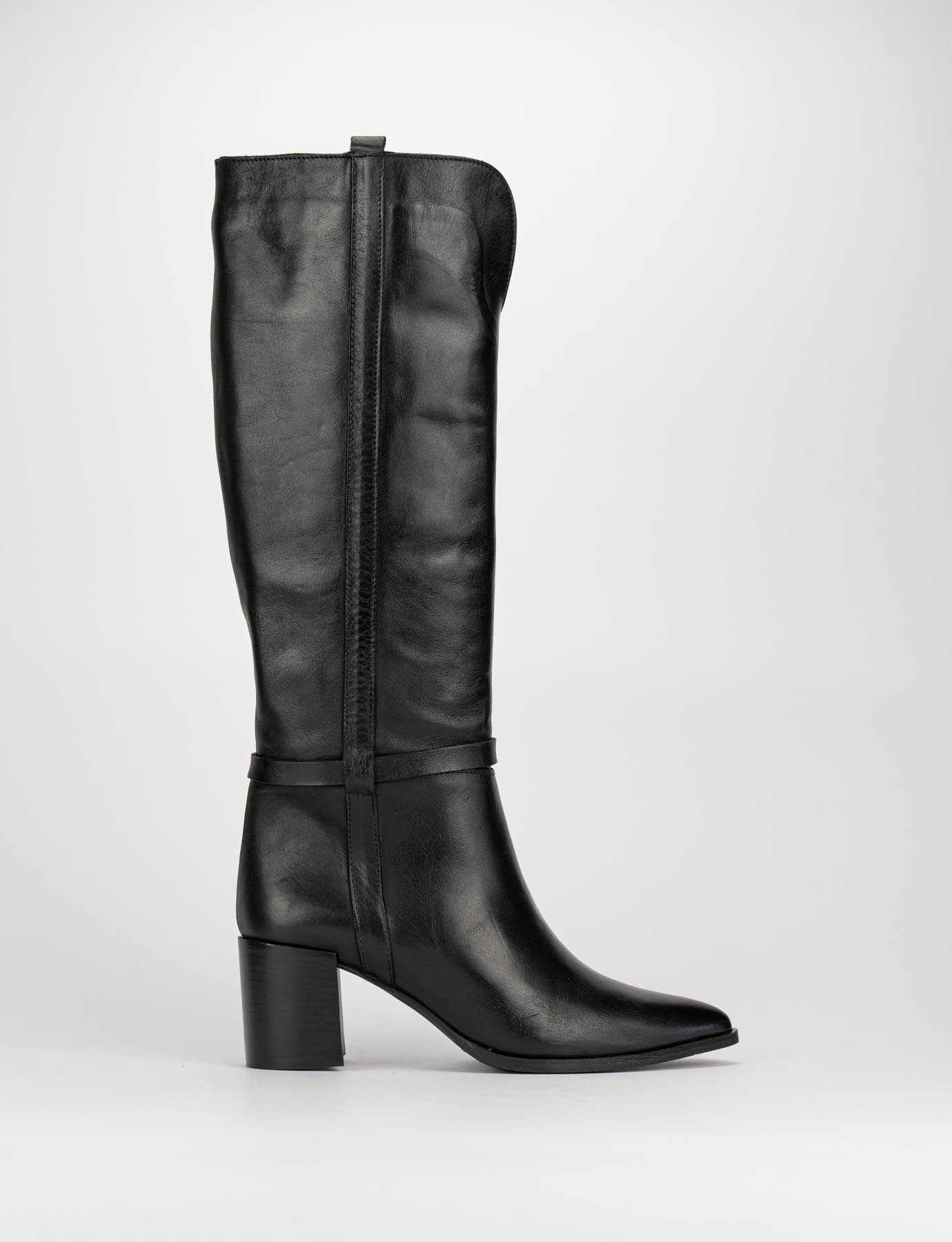 High heel boots woman heel 8 cm black leather Barca Stores