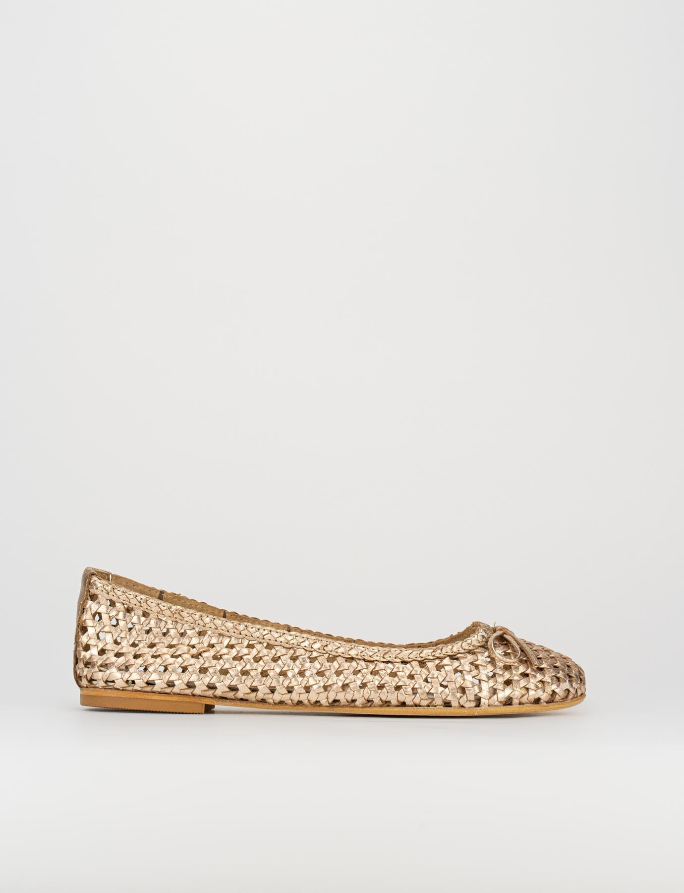 Flat shoes woman heel 1 cm gold leather Barca Stores