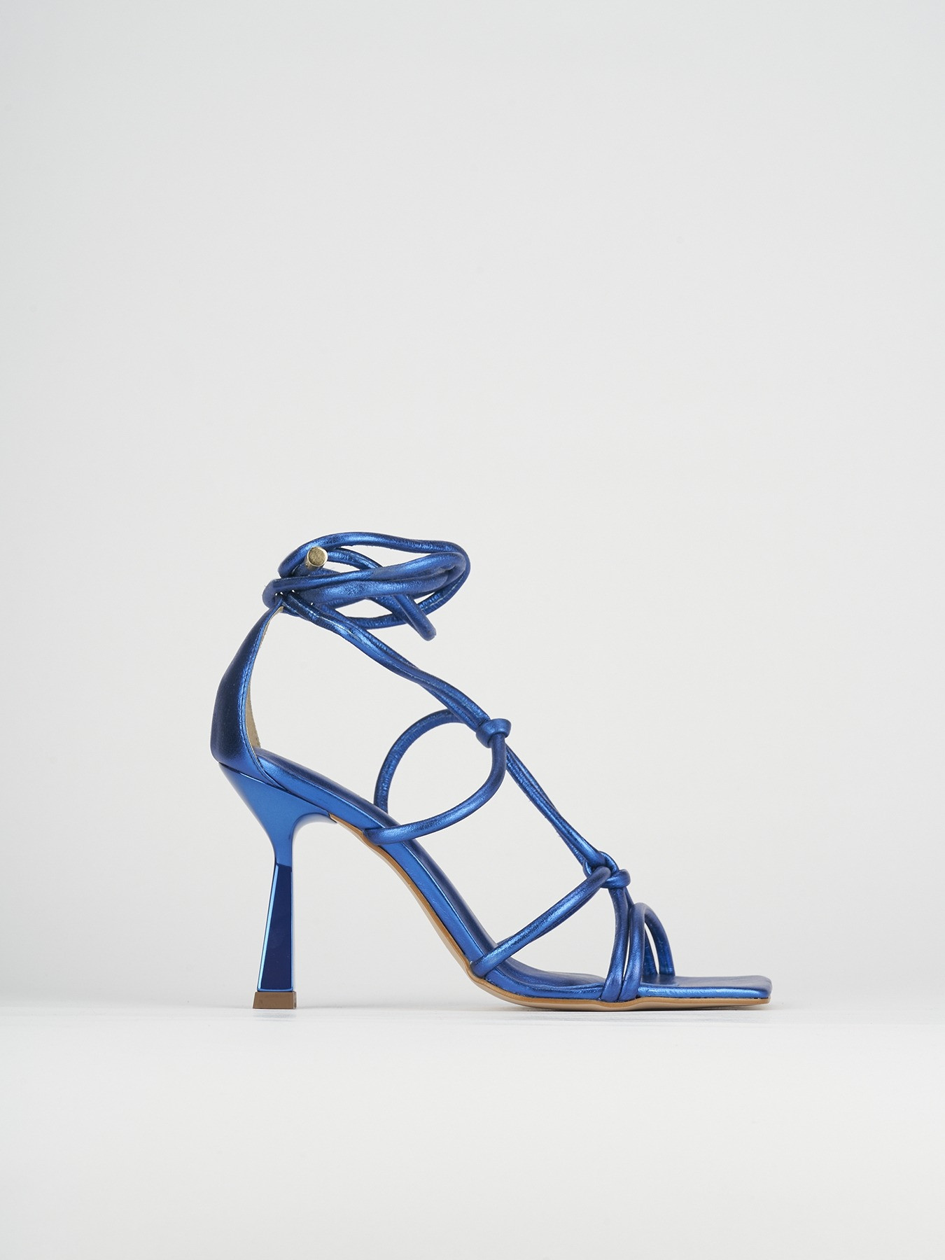 Sandalo tacco alto a rocchetto blu in pelle Barca Stores